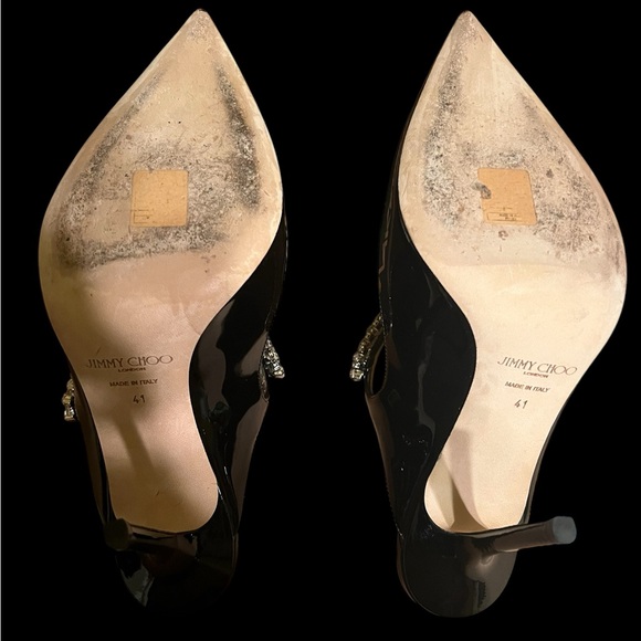 JIMMY CHOO Bing 100 Black Patent Leather Mules - Picture 6 of 8